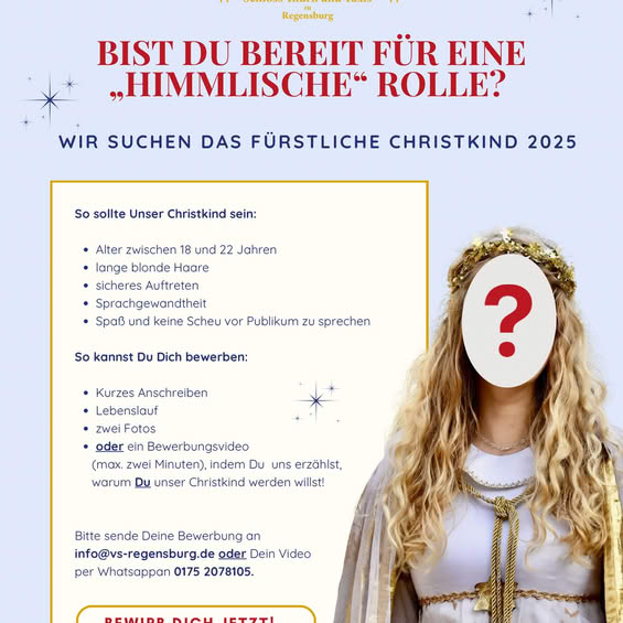 Romantischer Weihnachtsmarkt 2025 | „Fürstliche Christkind“ gesucht